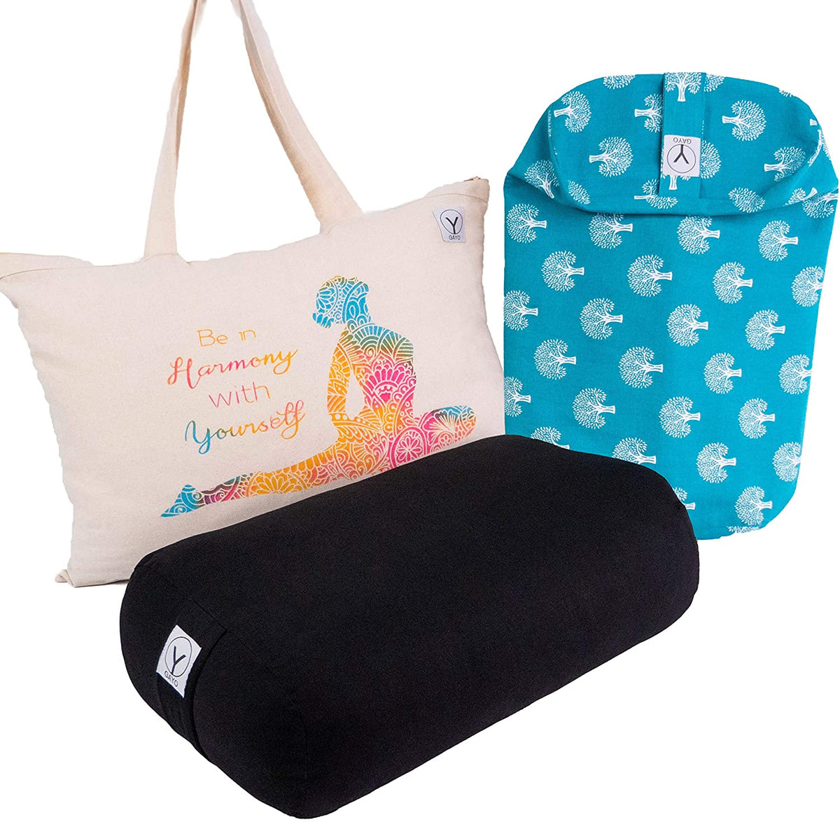 Organic cotton travel-size yoga bolster set for fitness and wellness routines