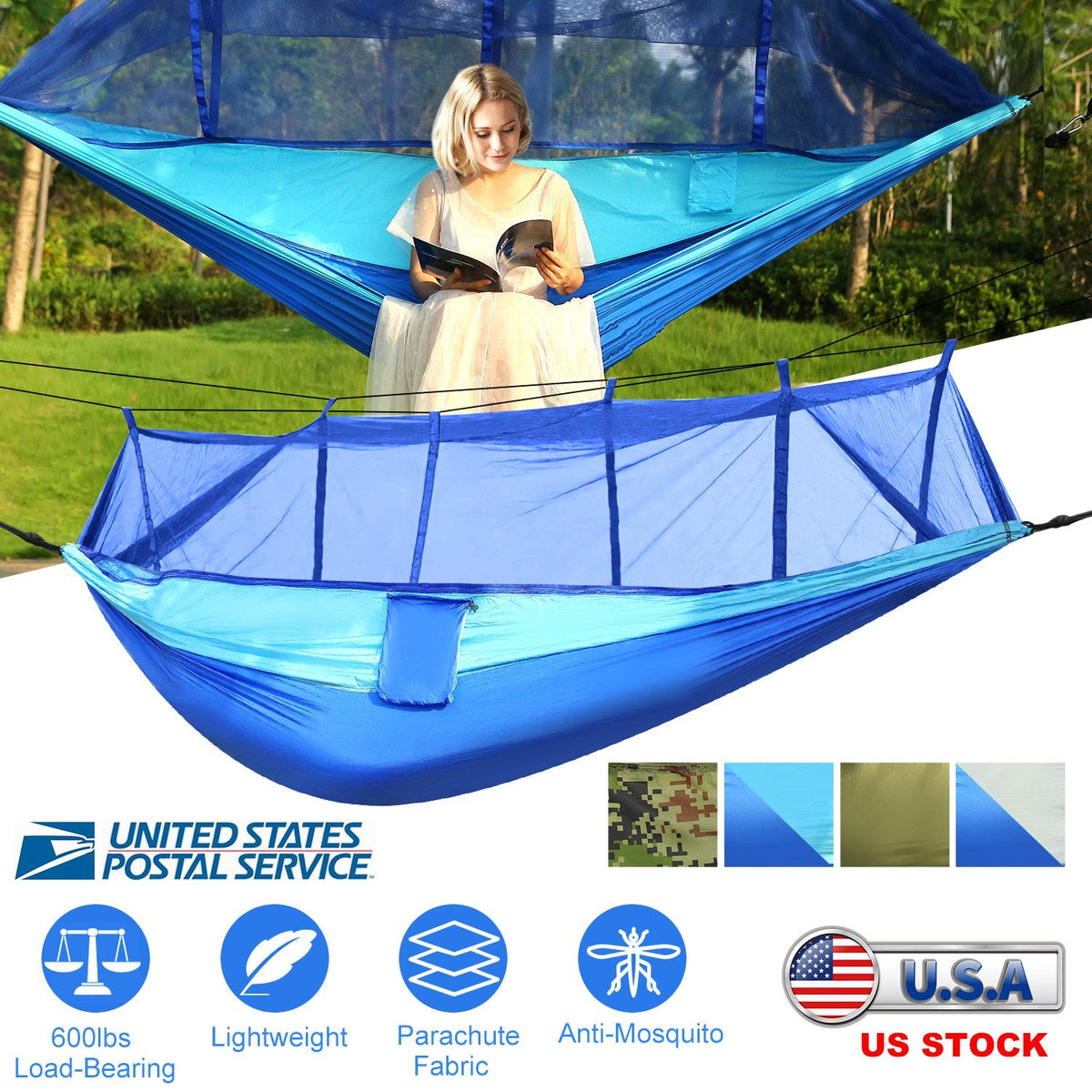 GemGear 2-Person Camping Hammock with Mosquito Net