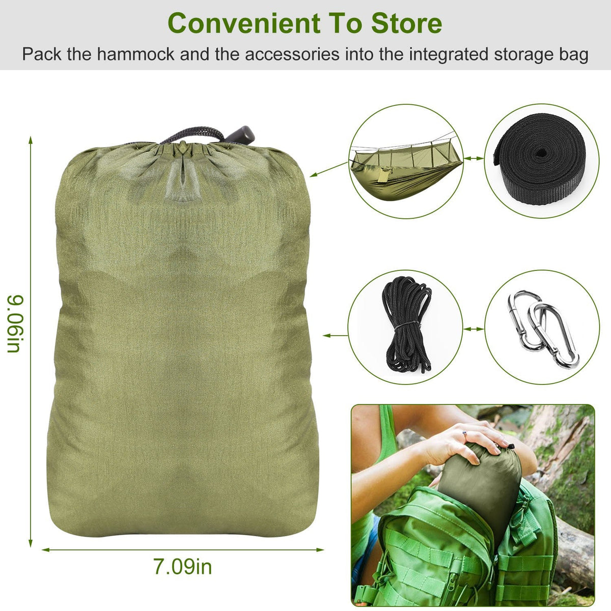 GemGear 2-Person Camping Hammock with Mosquito Net