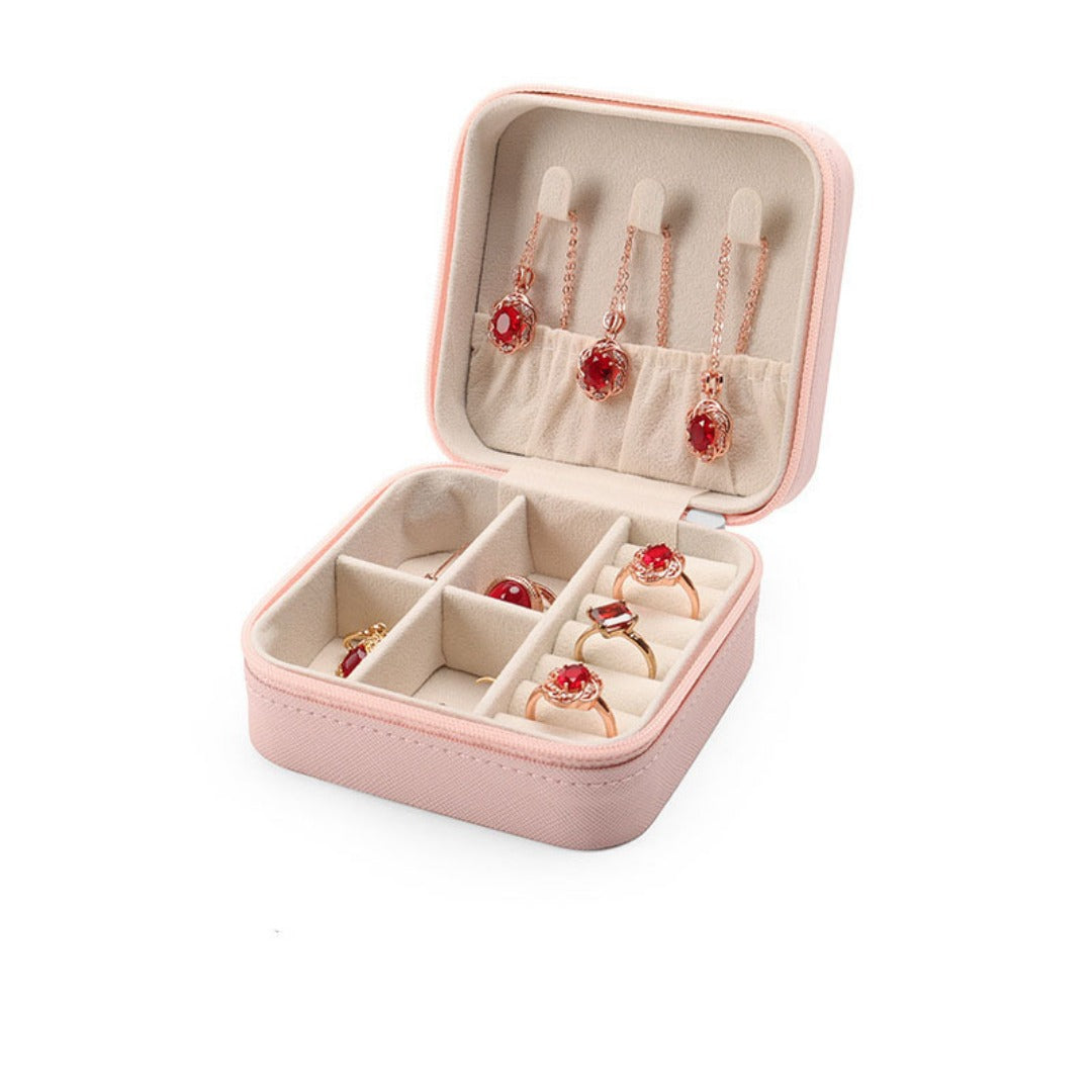Portable Travel Jewelry Organizer | Zippered PU Leather Case