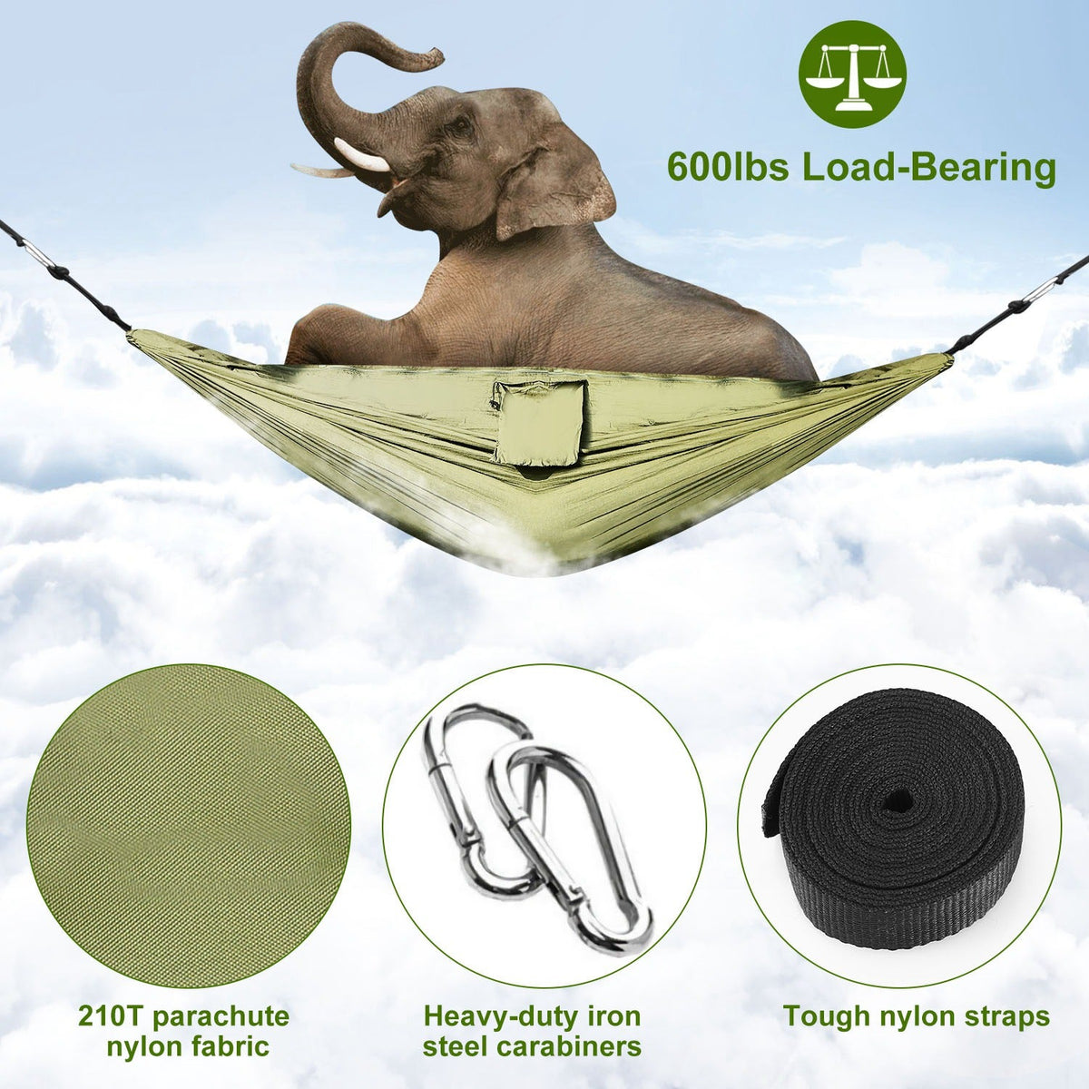 GemGear 2-Person Camping Hammock with Mosquito Net