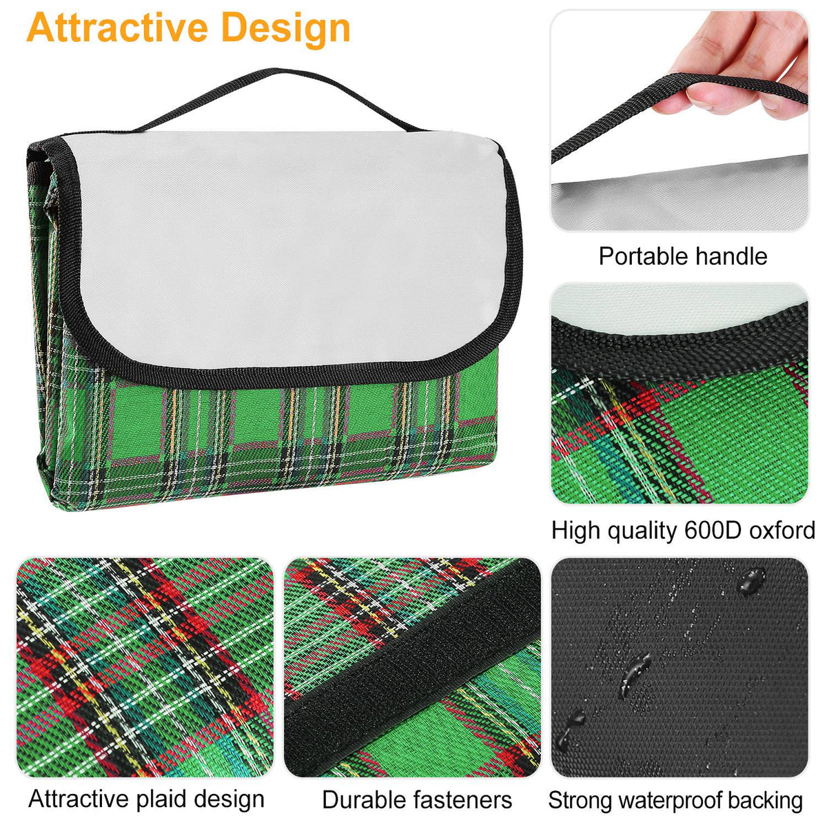 Waterproof Foldable Picnic Blanket with Carry Strap