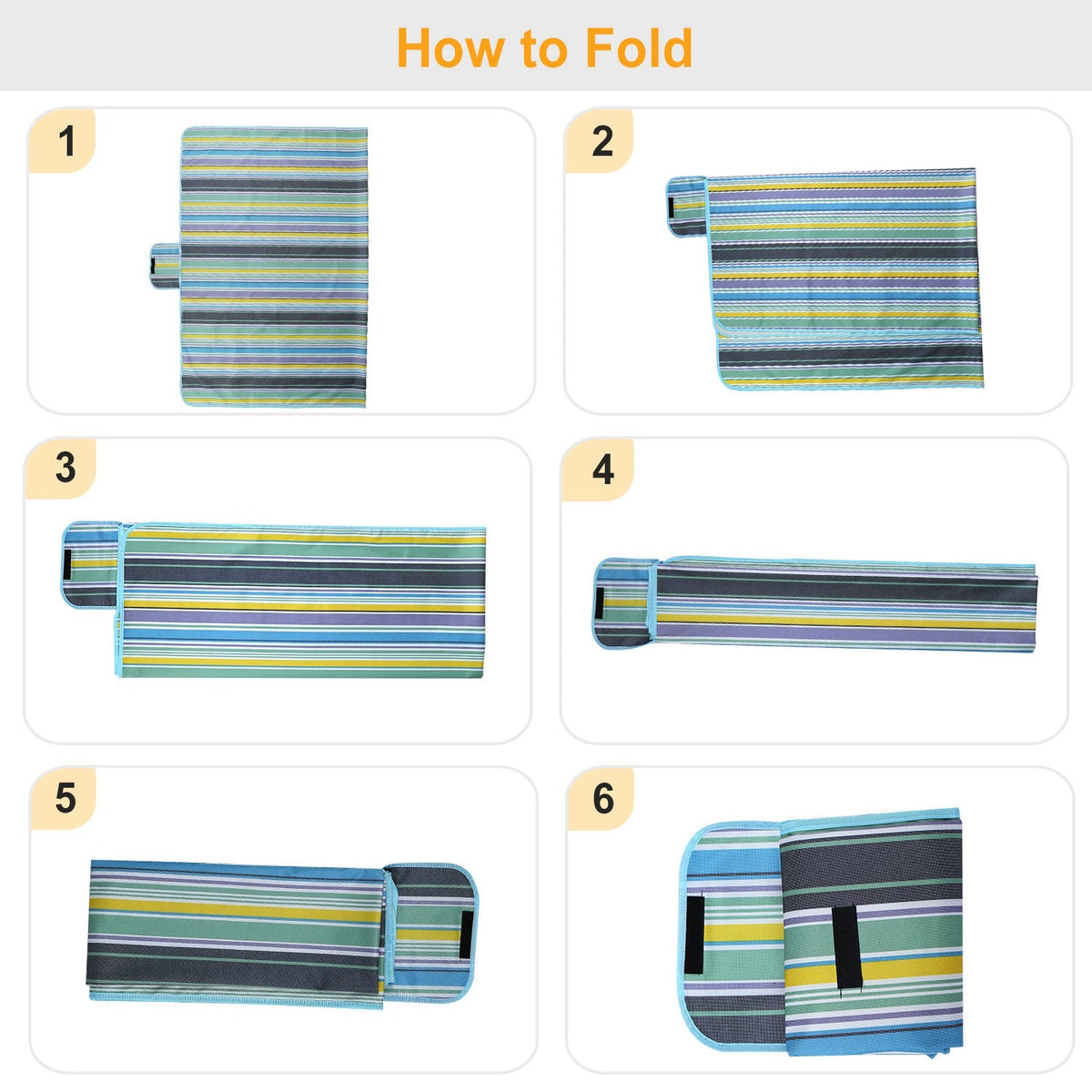 Waterproof Foldable Picnic Blanket with Carry Strap