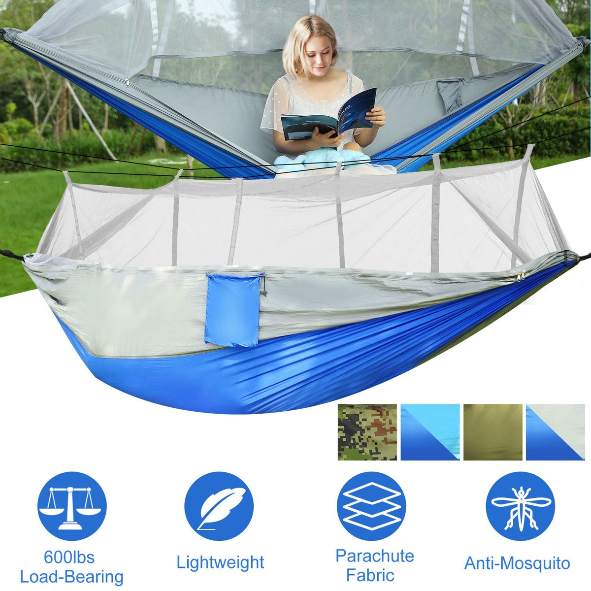GemGear 2-Person Camping Hammock with Mosquito Net