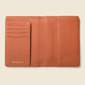 Tan leather passport wallet with RFID-blocking lining