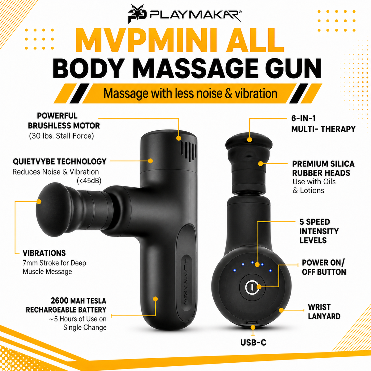 MVPmini Percussion Massager with Silicone Massage Heads