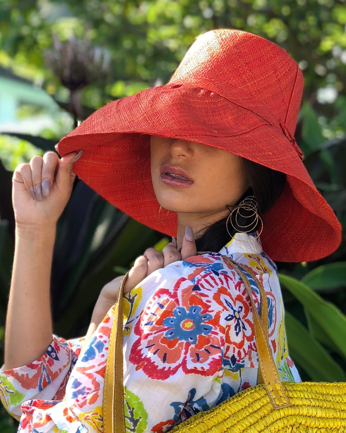 Monica 5" & 7" Wide Brim Solid Color Packable Raffia Straw Sun Hats