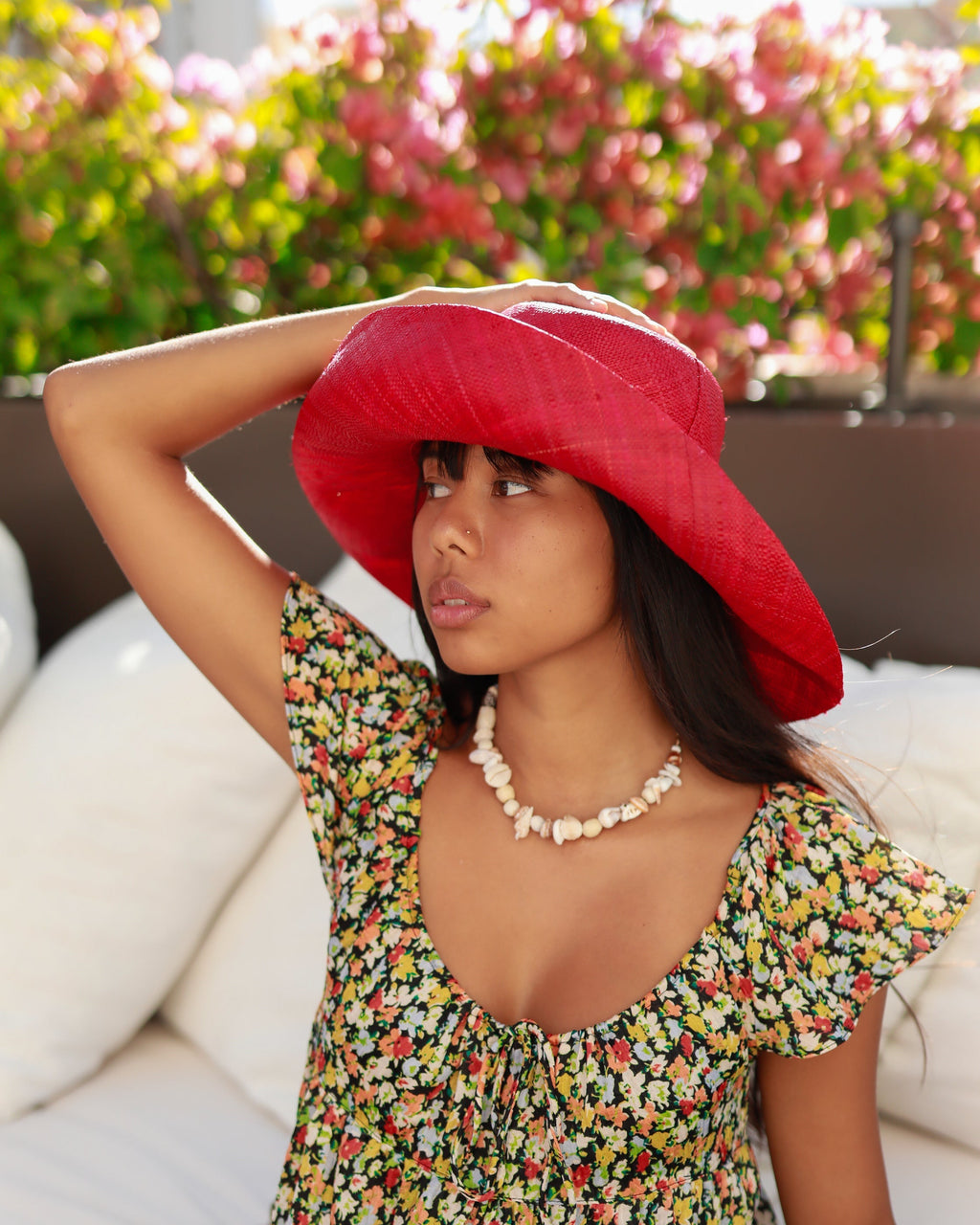 Monica 5" & 7" Wide Brim Solid Color Packable Raffia Straw Sun Hats