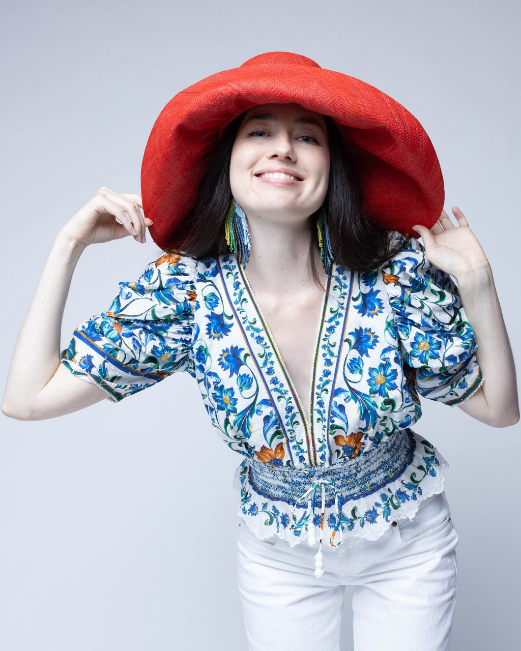 Monica 5" & 7" Wide Brim Solid Color Packable Raffia Straw Sun Hats