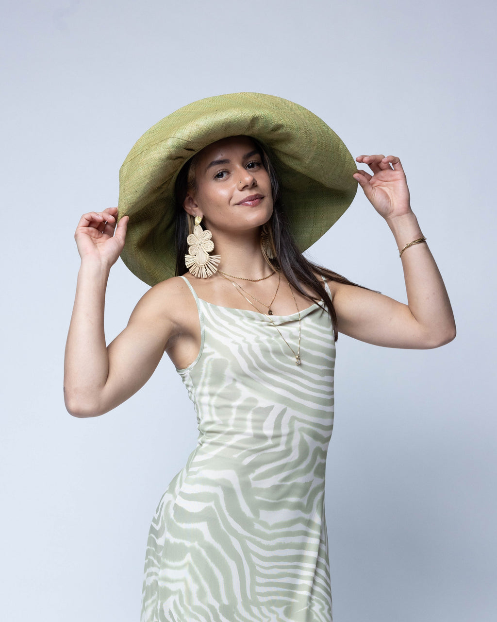 Monica 5" & 7" Wide Brim Solid Color Packable Raffia Straw Sun Hats