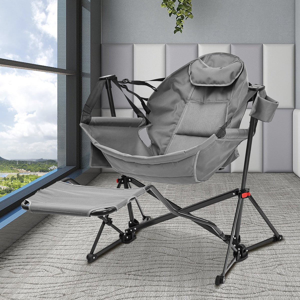 Ainfox Folding Hammock Camping Chair with Footrest
