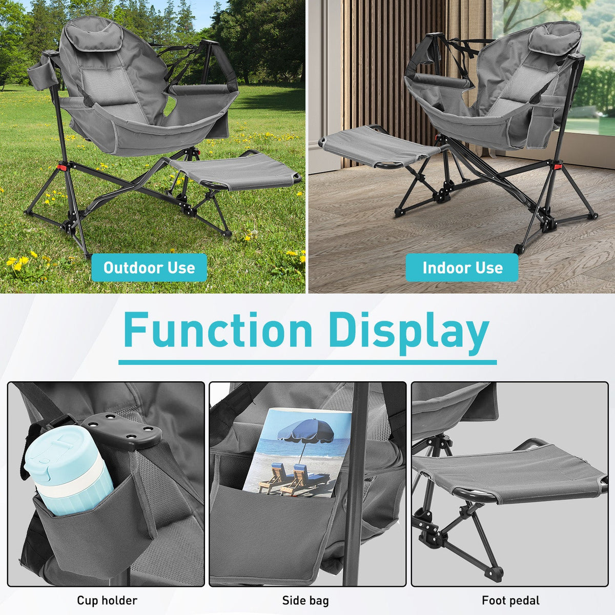 Ainfox Folding Hammock Camping Chair with Footrest