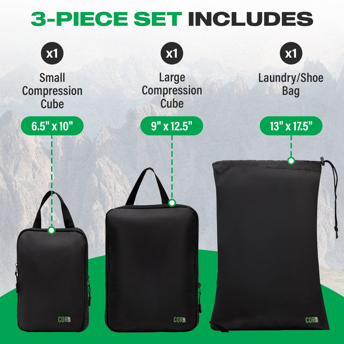COR Surf Compression Packing Cube Set