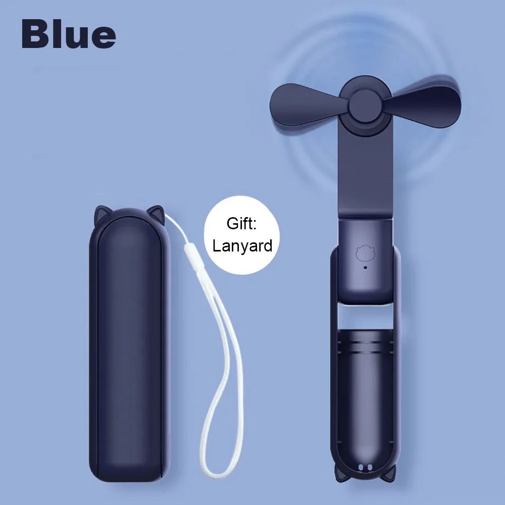 Foldable USB Rechargeable Travel Fan with Power Bank