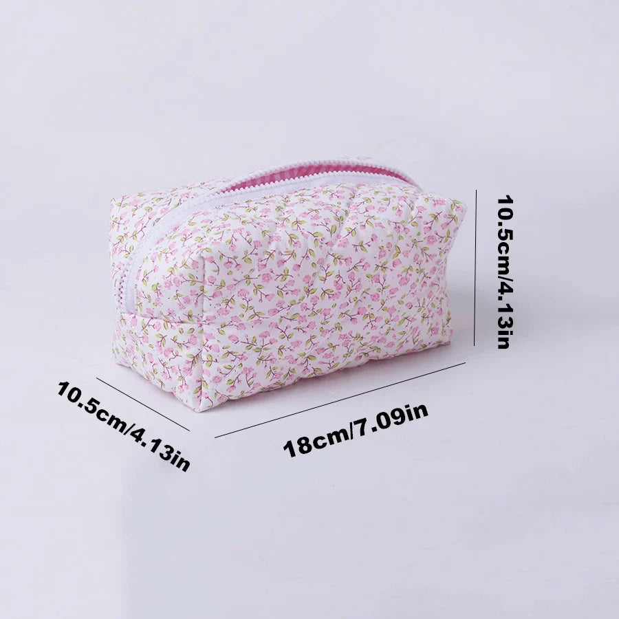 Floral Quilted Travel Makeup Bag