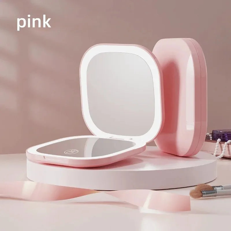 Portable LED Travel Makeup Mirror with 2X Magnification