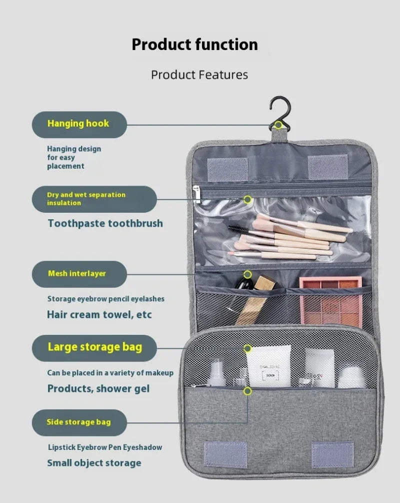 Foldable Hanging Toiletry Organizer | Travel Makeup Bag