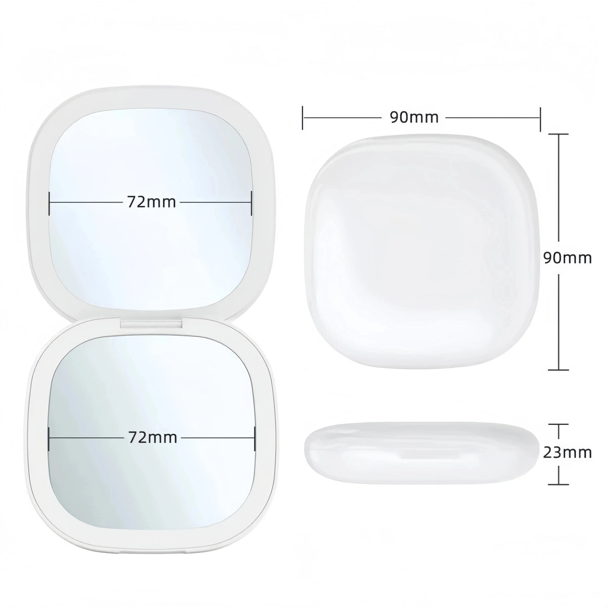 Portable LED Travel Makeup Mirror with 2X Magnification