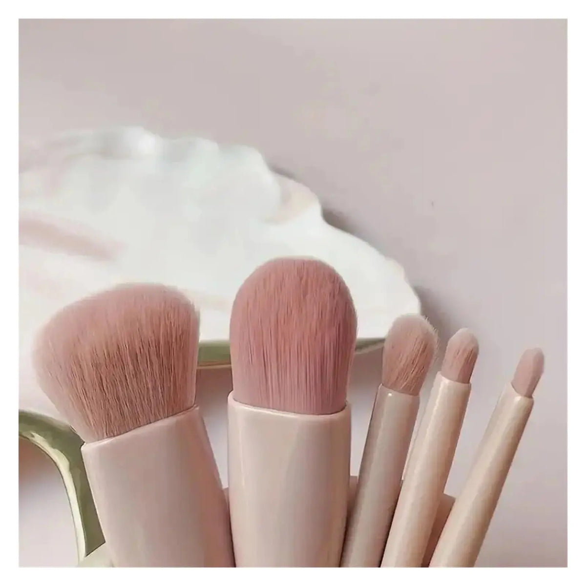 5-Piece Travel Makeup Brush Set with Case & Mirror