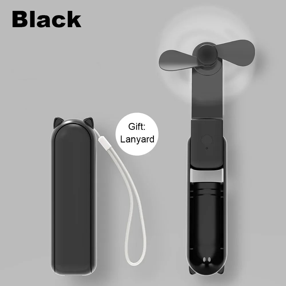 Foldable USB Rechargeable Travel Fan with Power Bank