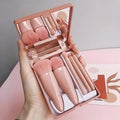 5-Piece Travel Makeup Brush Set with Case & Mirror