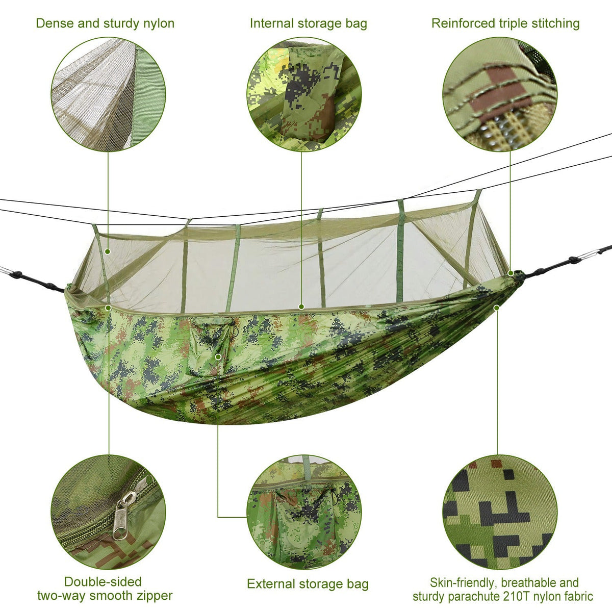 GemGear 2-Person Camping Hammock with Mosquito Net