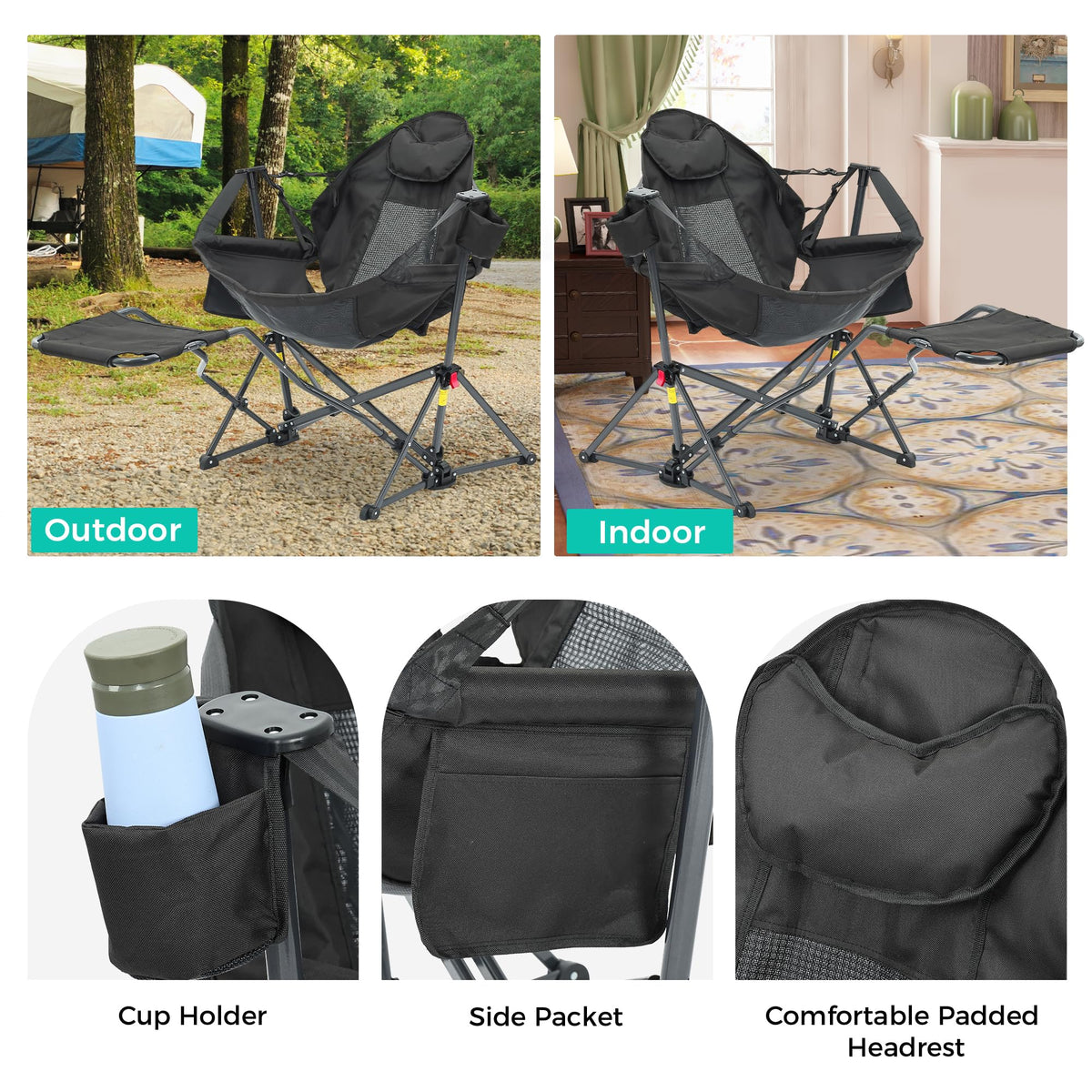 Ainfox Folding Hammock Camping Chair with Footrest
