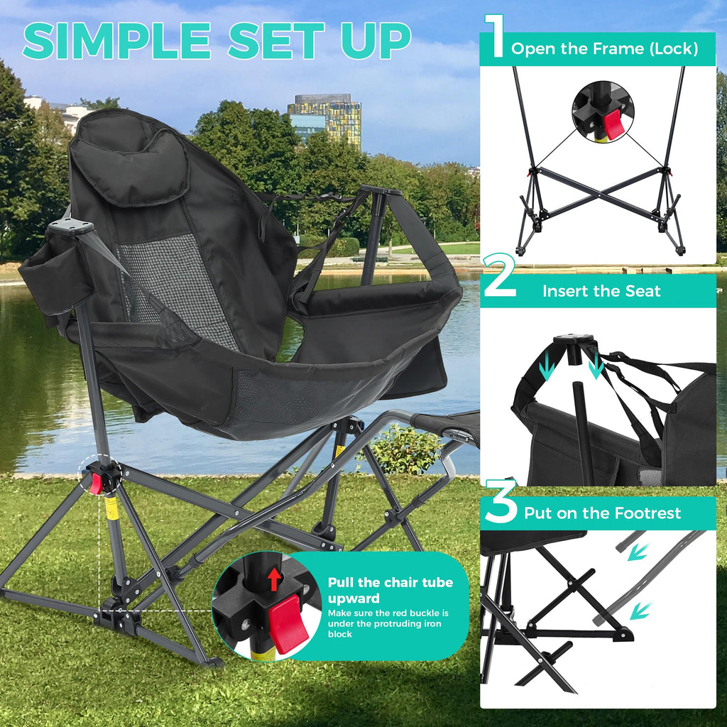 Ainfox Folding Hammock Camping Chair with Footrest