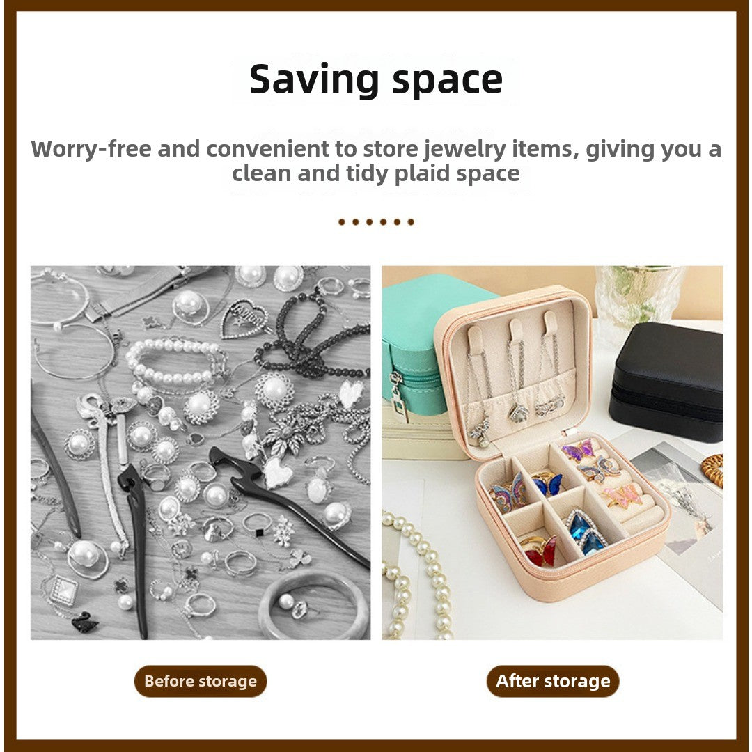 Portable Travel Jewelry Organizer | Zippered PU Leather Case