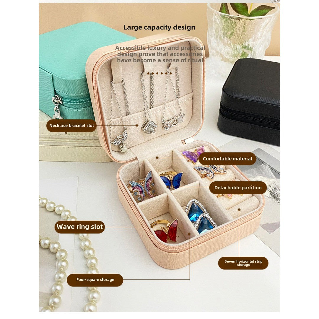 Portable Travel Jewelry Organizer | Zippered PU Leather Case