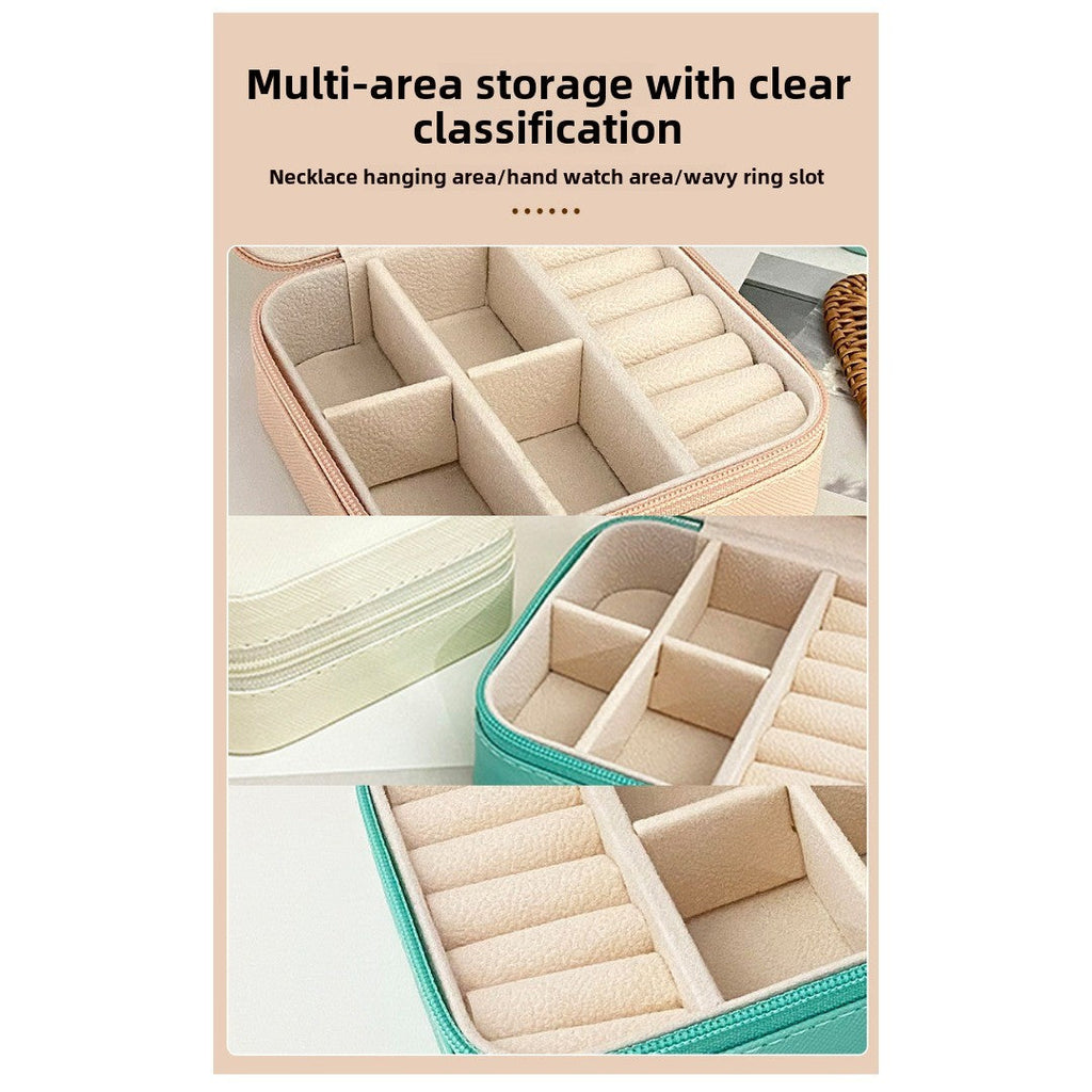 Portable Travel Jewelry Organizer | Zippered PU Leather Case