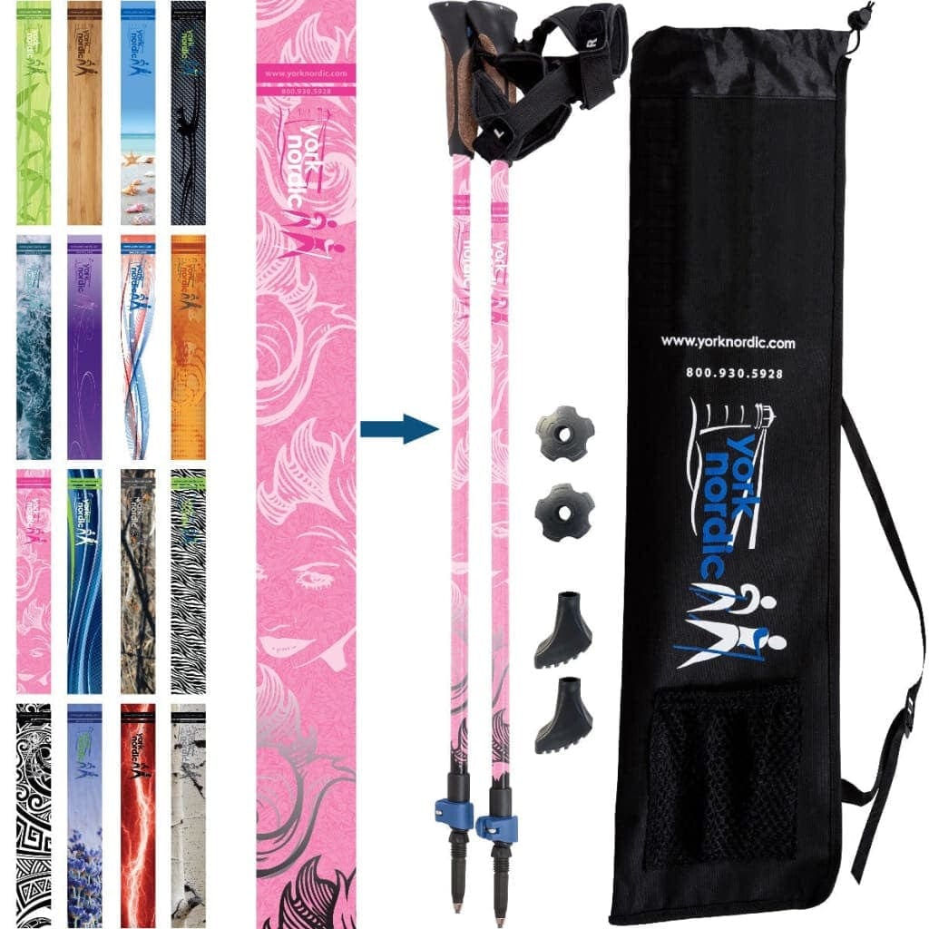Nordic Walking Poles with Glove Grips & Travel Bag