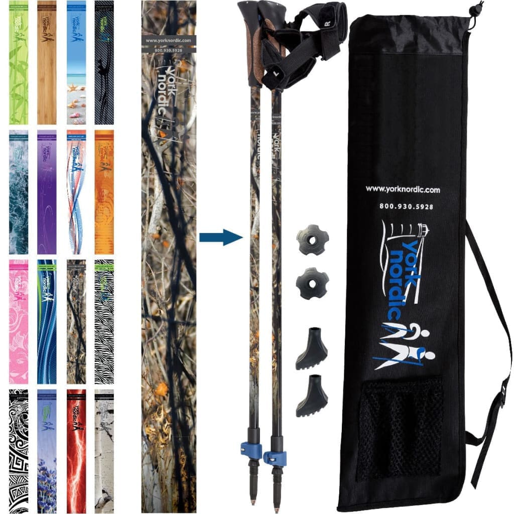 Nordic Walking Poles with Glove Grips & Travel Bag