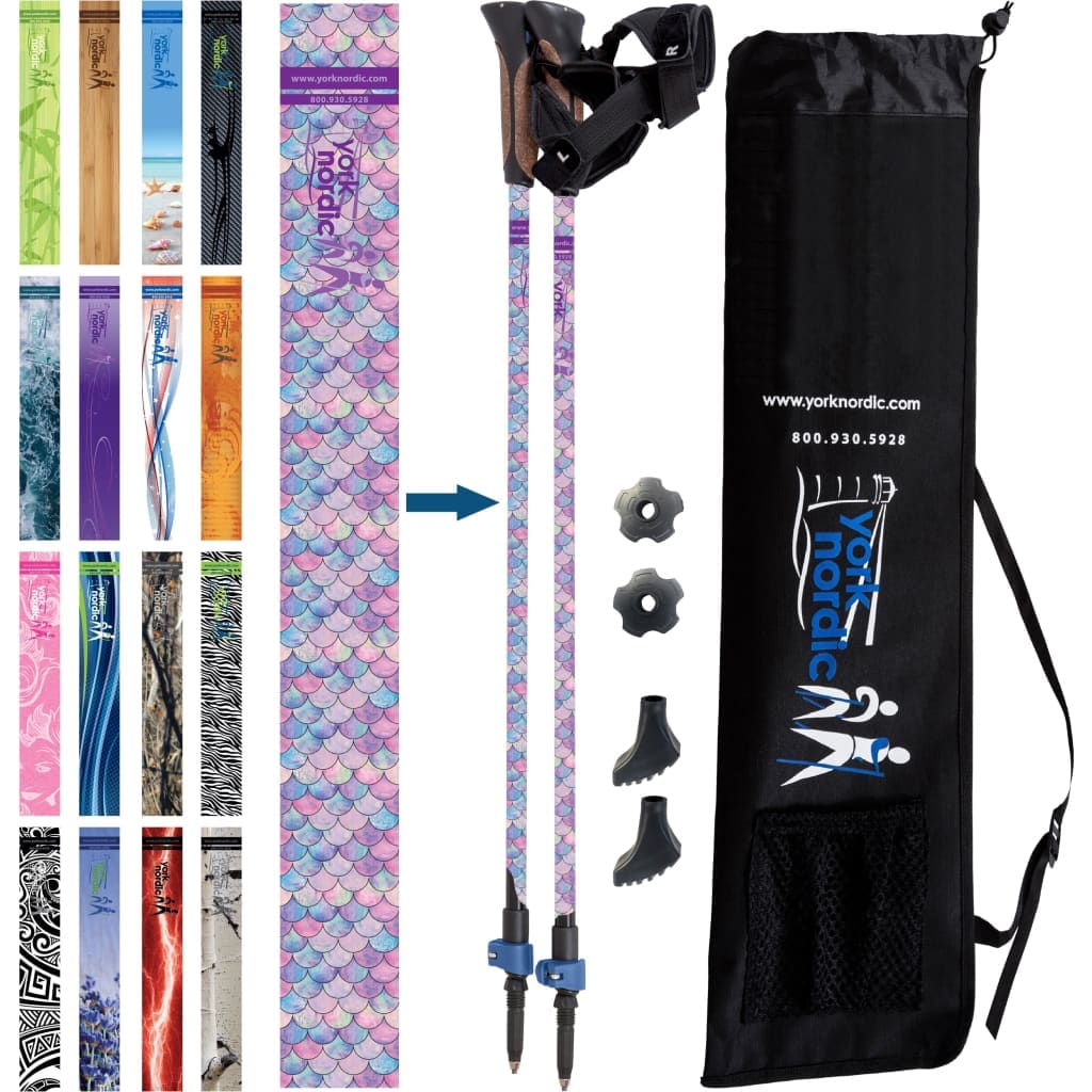 Nordic Walking Poles with Glove Grips & Travel Bag