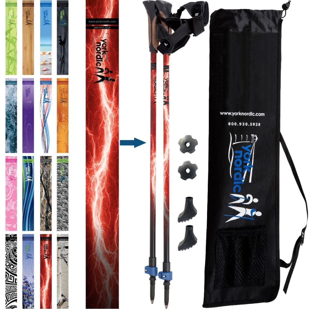 Nordic Walking Poles with Glove Grips & Travel Bag