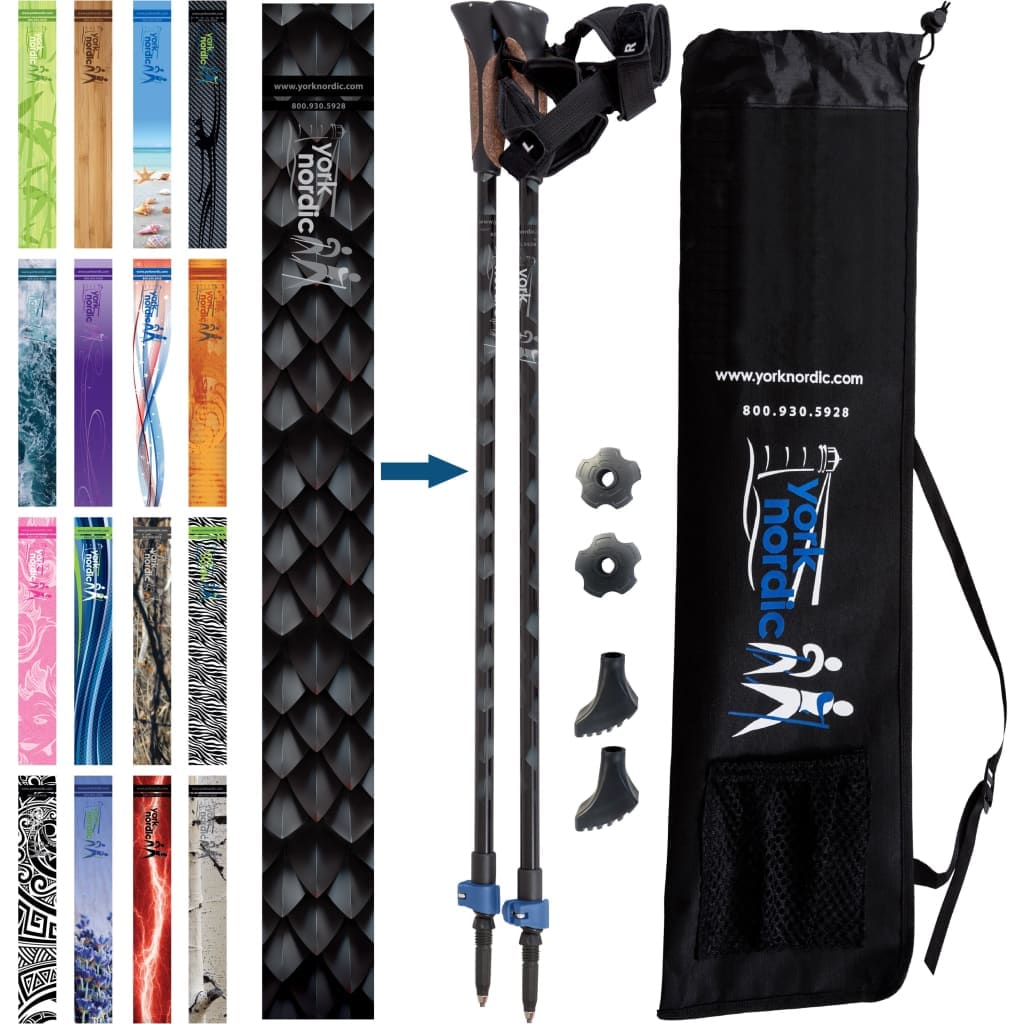Nordic Walking Poles with Glove Grips & Travel Bag