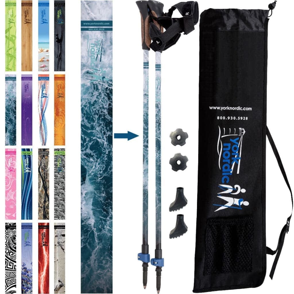 Nordic Walking Poles with Glove Grips & Travel Bag