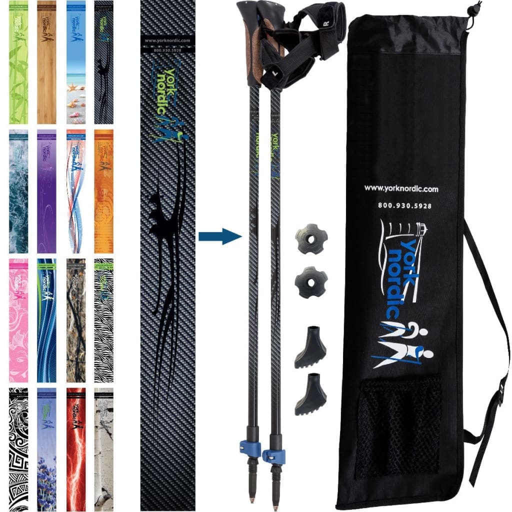 Nordic Walking Poles with Glove Grips & Travel Bag