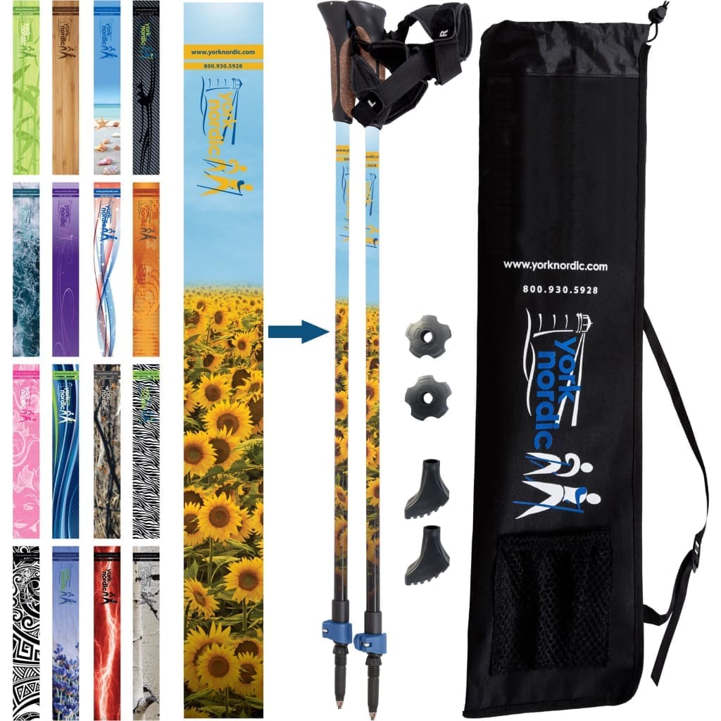 Nordic Walking Poles with Glove Grips & Travel Bag