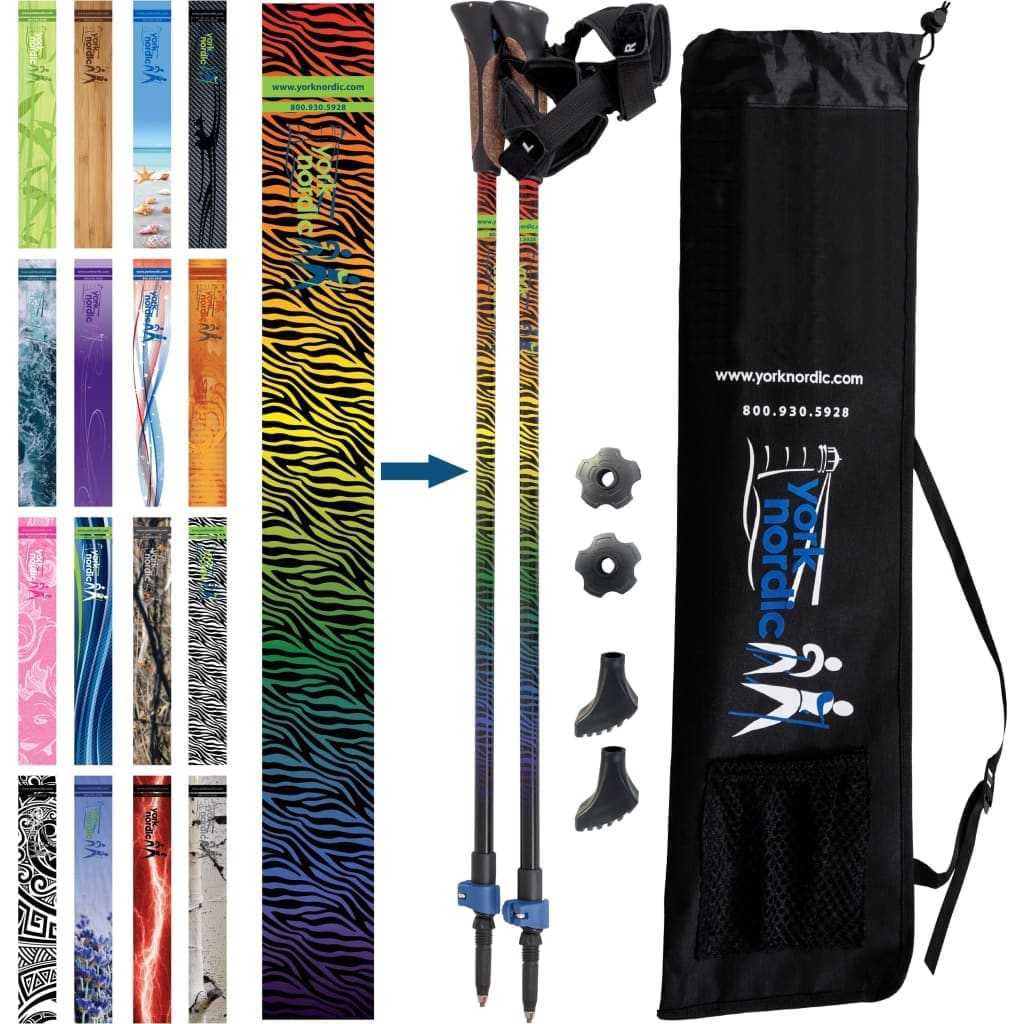 Nordic Walking Poles with Glove Grips & Travel Bag