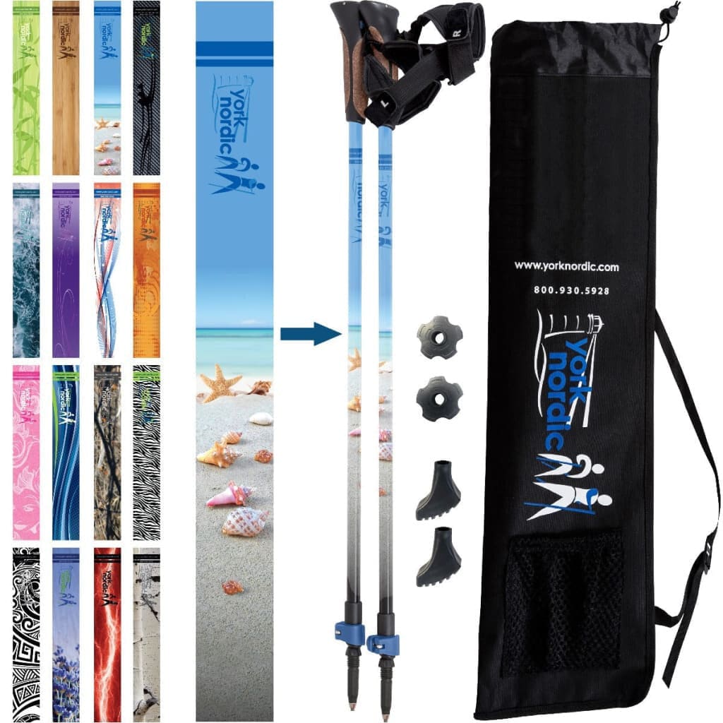 Nordic Walking Poles with Glove Grips & Travel Bag