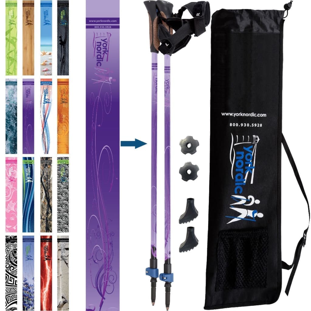 Nordic Walking Poles with Glove Grips & Travel Bag