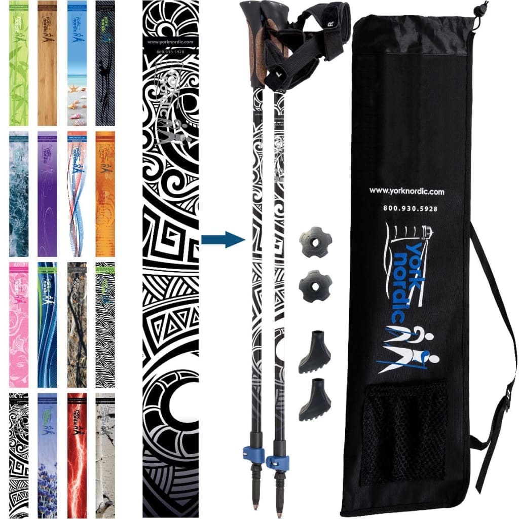 Nordic Walking Poles with Glove Grips & Travel Bag