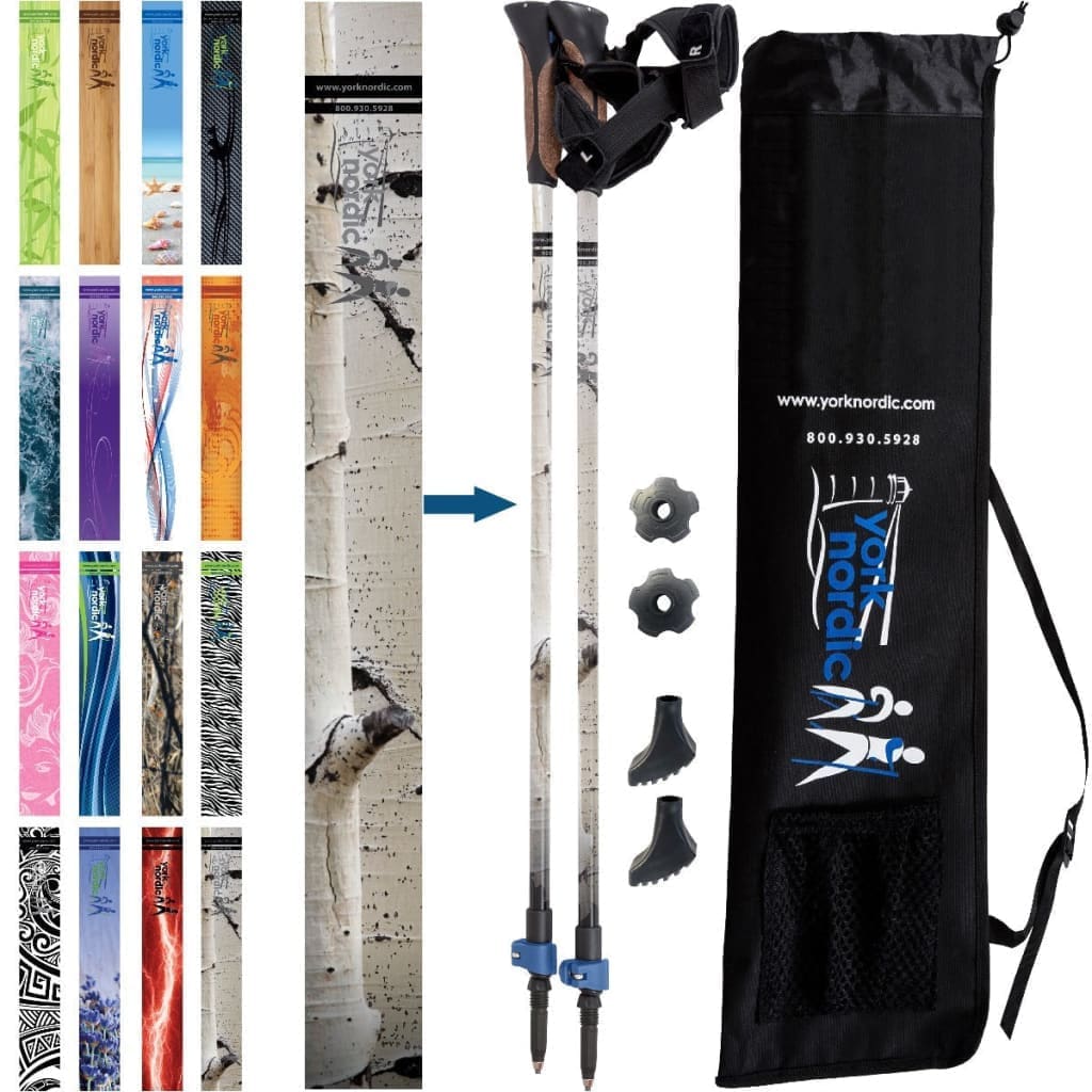 Nordic Walking Poles with Glove Grips & Travel Bag