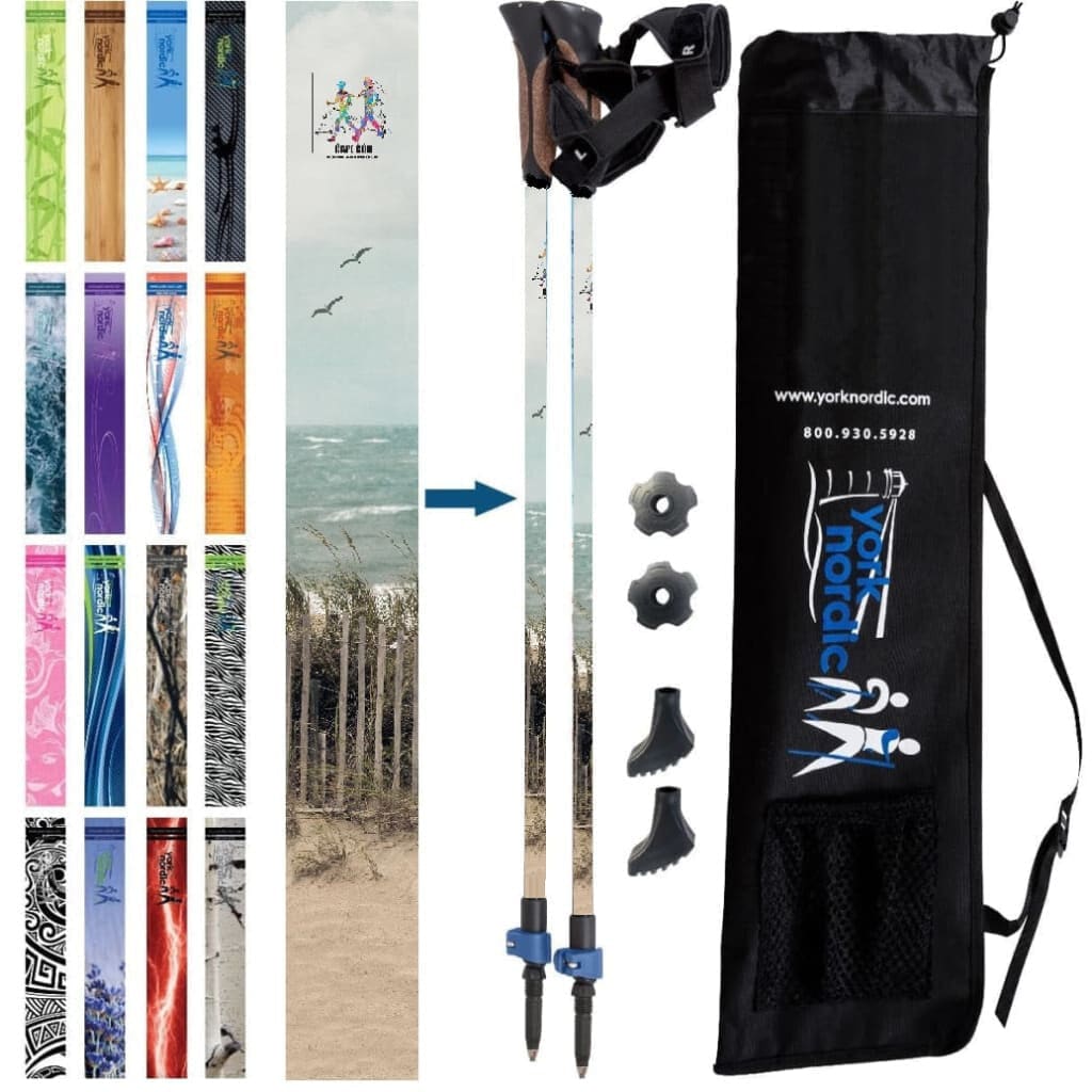 Nordic Walking Poles with Glove Grips & Travel Bag