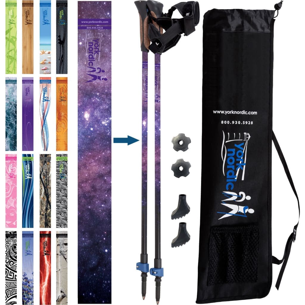 Nordic Walking Poles with Glove Grips & Travel Bag