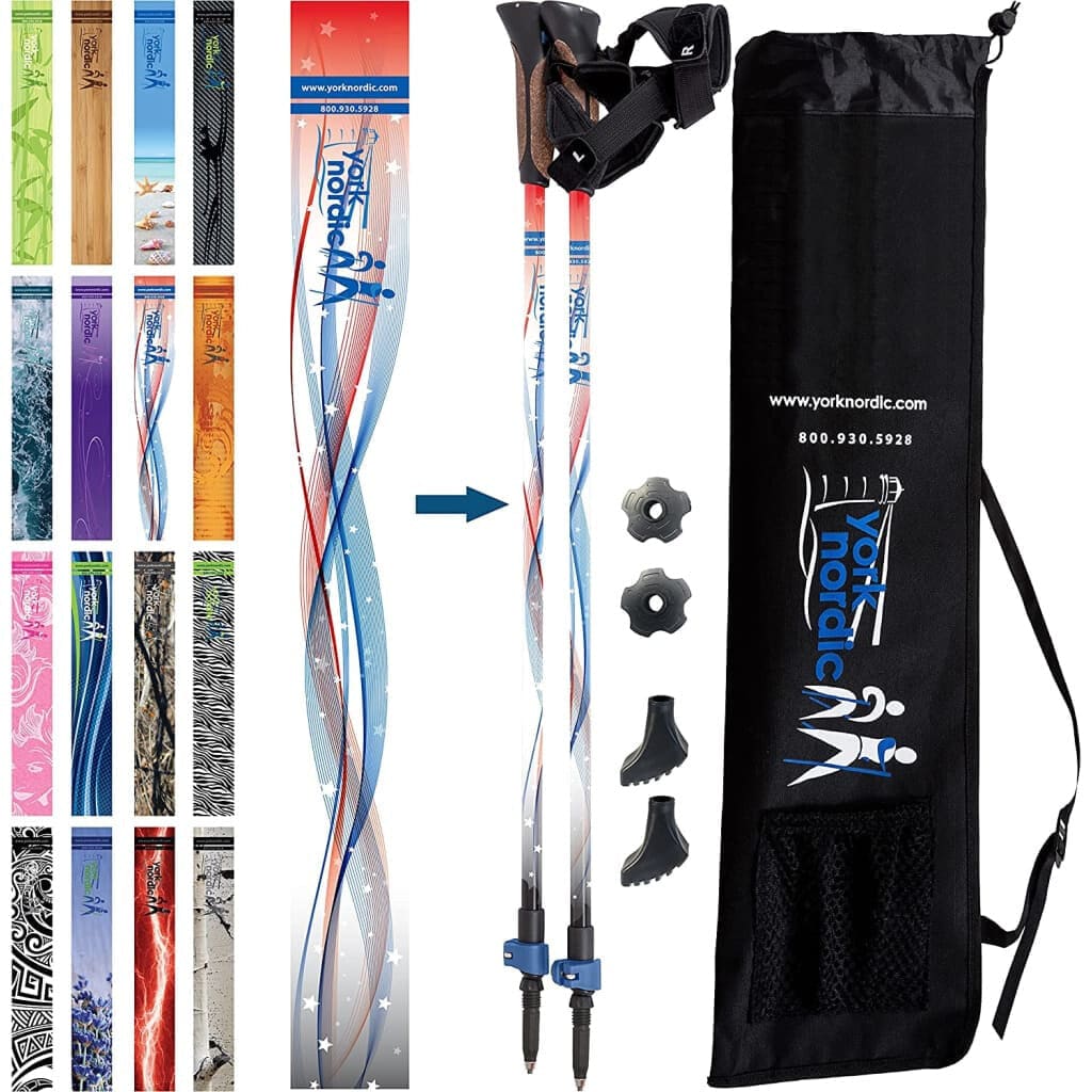 Nordic Walking Poles with Glove Grips & Travel Bag