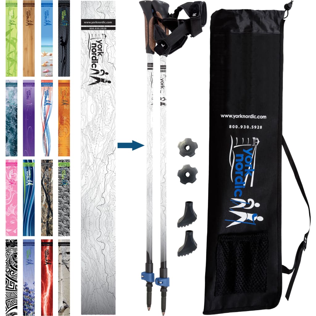 Nordic Walking Poles with Glove Grips & Travel Bag