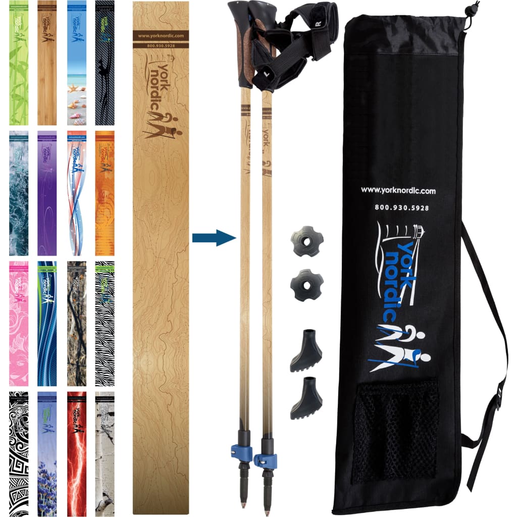 Nordic Walking Poles with Glove Grips & Travel Bag