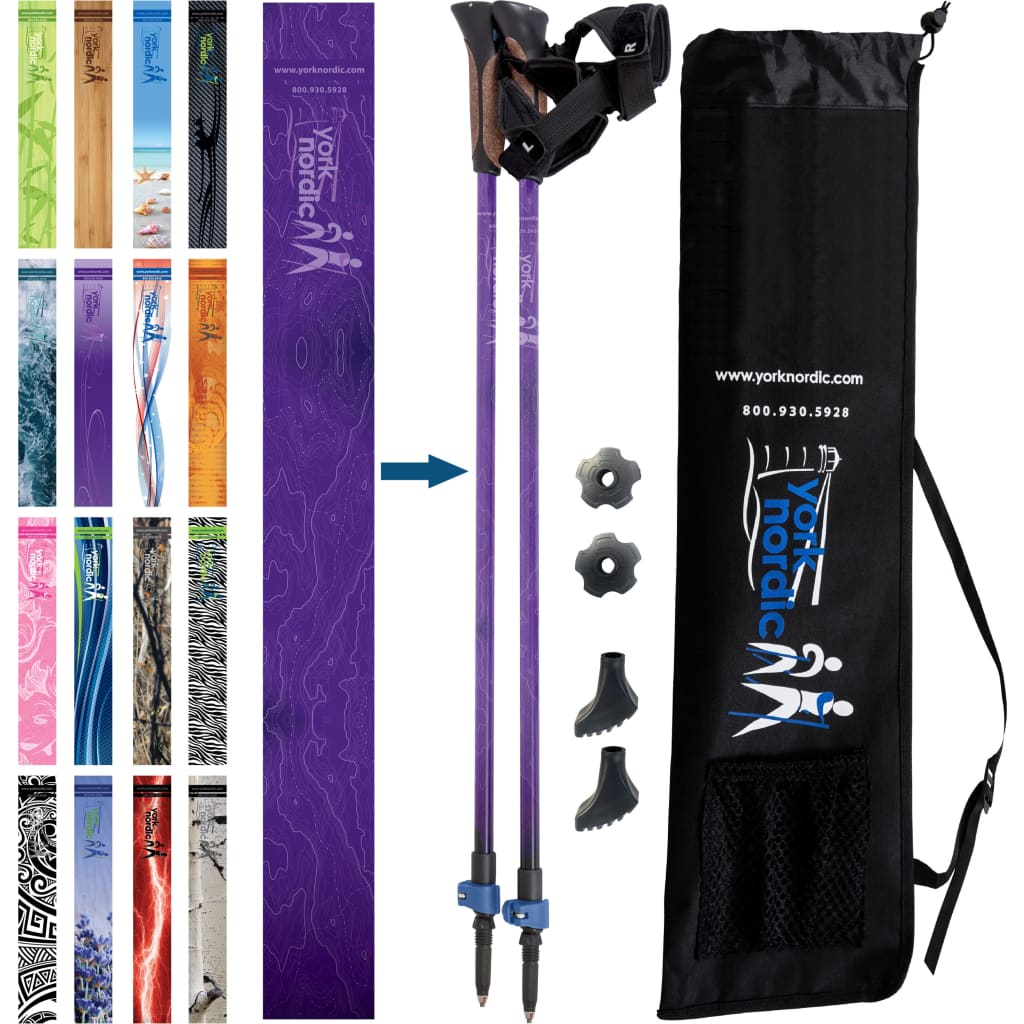 Nordic Walking Poles with Glove Grips & Travel Bag